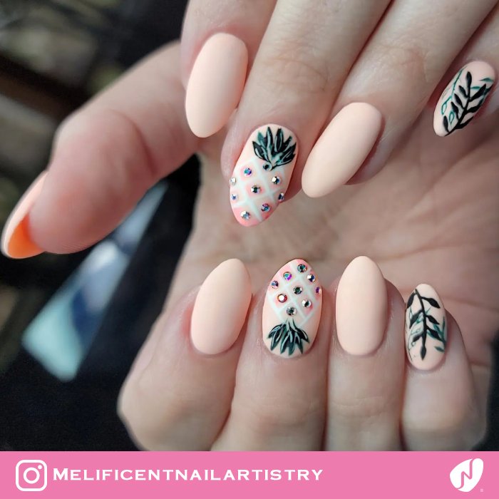 Pineapple Tropical Almond Nails